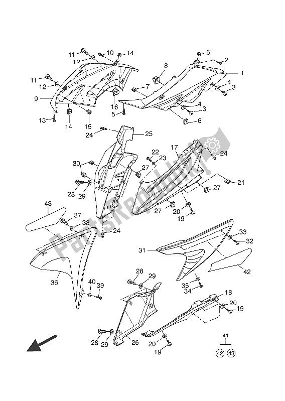 Todas las partes para Carenado 1 de Yamaha YZF R 125 2016