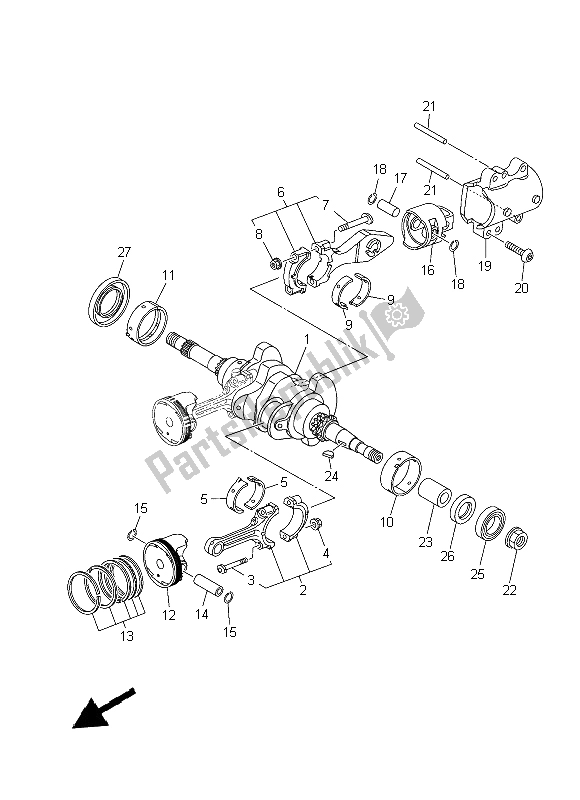 All parts for the Crankshaft & Piston of the Yamaha XP 500A Dnms 2015