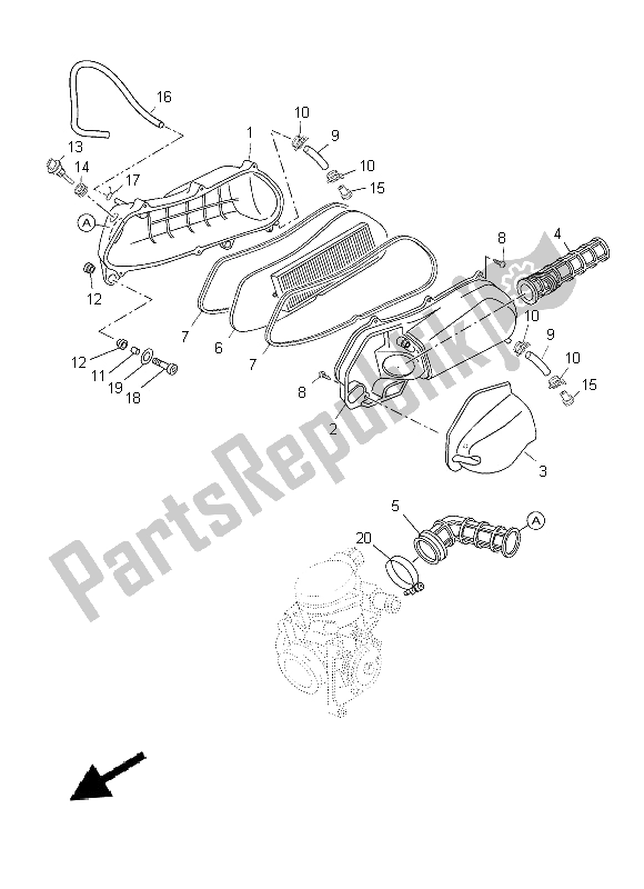 All parts for the Intake 2 of the Yamaha YP 250R 2014