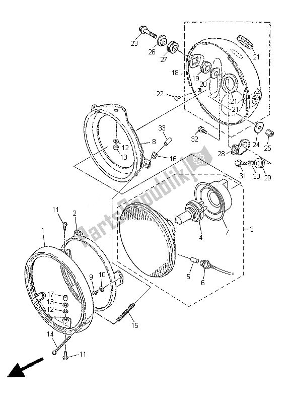 Tutte le parti per il Faro del Yamaha SR 400 2014