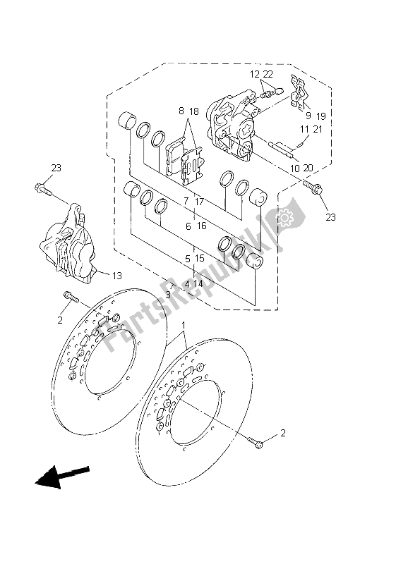 All parts for the Front Brake Caliper of the Yamaha XJR 1300 2002