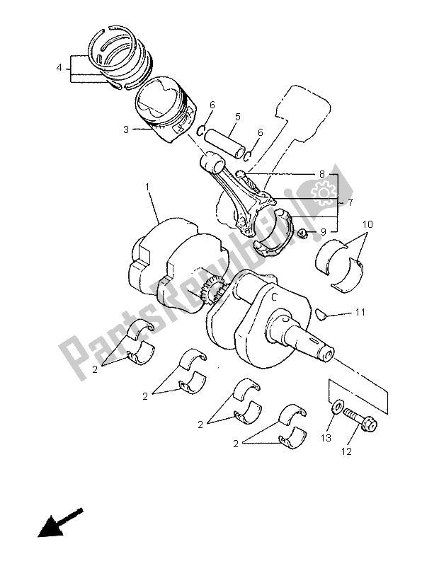 All parts for the Crankshaft & Piston of the Yamaha XVZ 1300A Royalstar 1999