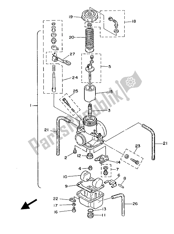 Tutte le parti per il Carburatore del Yamaha YZ 490 1987