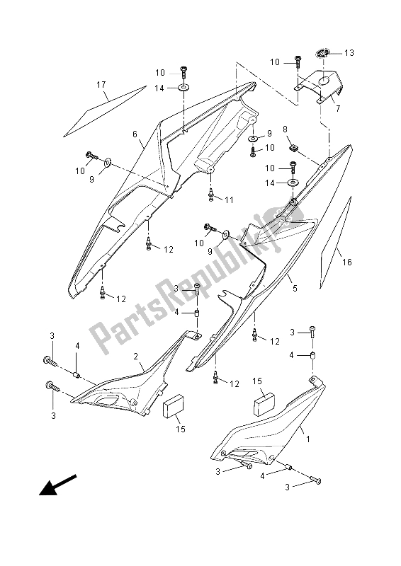 Todas las partes para Cubierta Lateral (mnm3-vyr1) de Yamaha YZF R 125A 2015