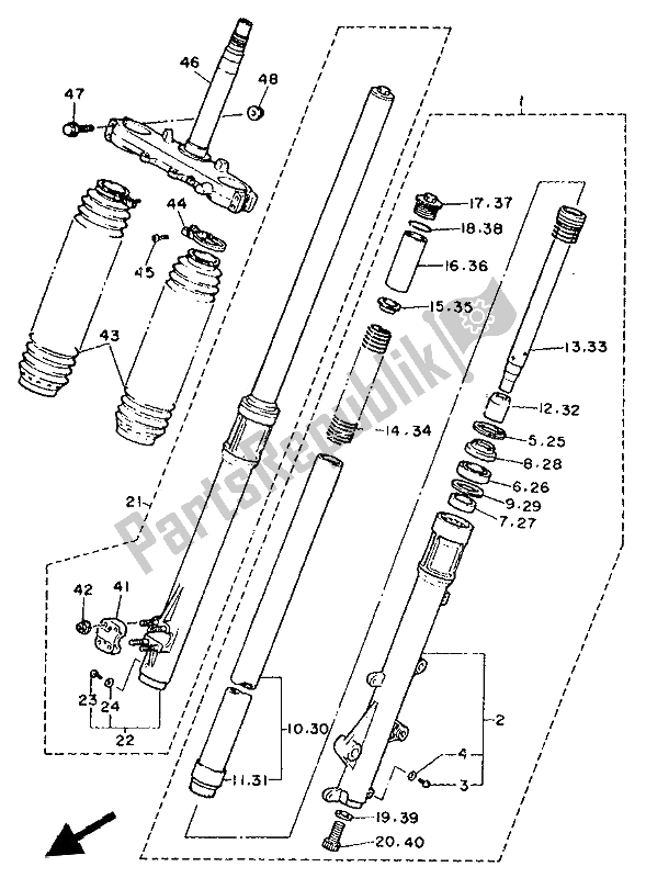 Todas las partes para Tenedor Frontal de Yamaha XT 600E 1994
