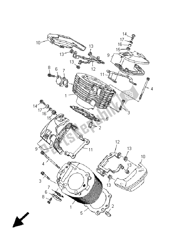 Toutes les pièces pour le Cylindre du Yamaha XVS 1100 Dragstar 2001