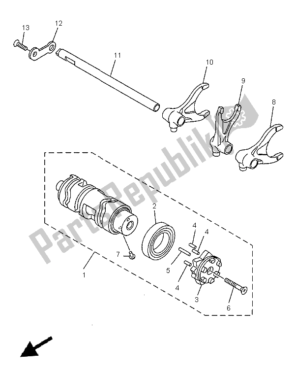All parts for the Shift Cam & Fork of the Yamaha XVS 1100 Dragstar 1999