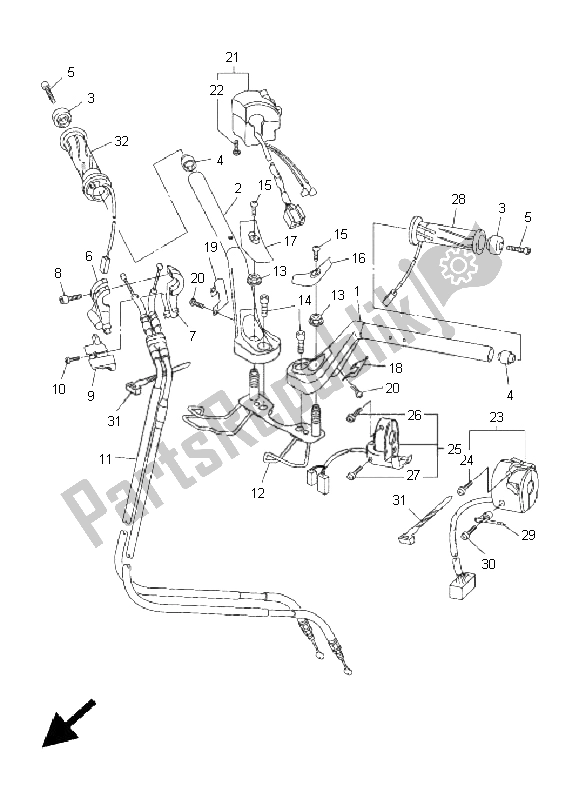 Alle onderdelen voor de Stuurhendel En Kabel van de Yamaha FJR 1300 AS 2011