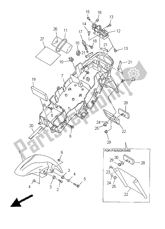 Todas as partes de Pára-choque do Yamaha YZF R6 600 2000