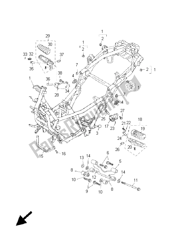 All parts for the Frame of the Yamaha YP 250R X MAX 2006