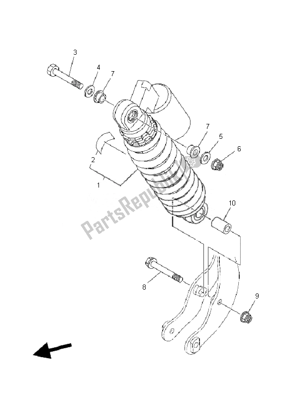 All parts for the Rear Suspension of the Yamaha YFM 350R 2007