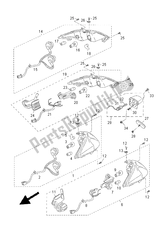 Wszystkie części do ? Wiat? A Tylne Yamaha YP 125R 2013