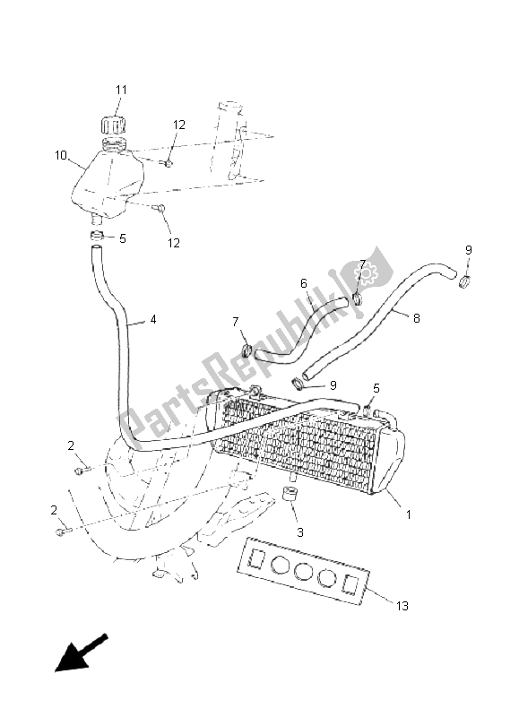 All parts for the Radiator & Hose of the Yamaha CS 50 RR LC JOG 2008
