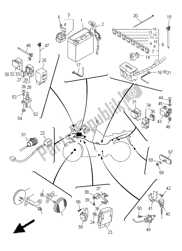 Todas as partes de Elétrica 2 do Yamaha FJR 1300 AE 2014