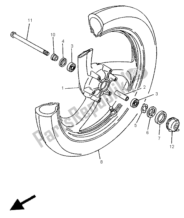 Todas as partes de Roda Da Frente do Yamaha TDR 125 1996