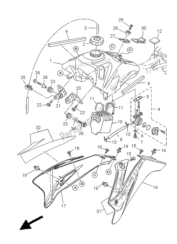 Todas las partes para Depósito De Combustible de Yamaha TT R 110E 2013