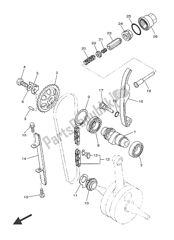 All parts for the Camshaft & Chain of the Yamaha SR 400 2016