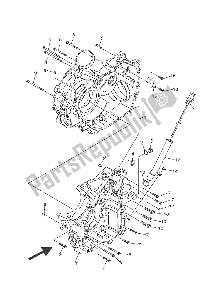 All parts for the Crankcase of the Yamaha YXE 700E 2016