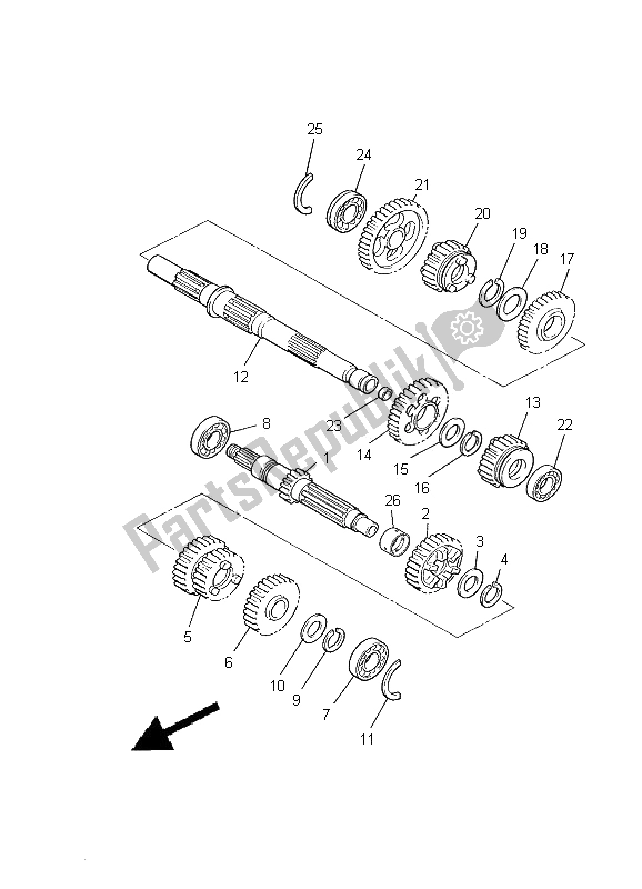 All parts for the Transmission of the Yamaha XVZ 1300A Royalstar 2000