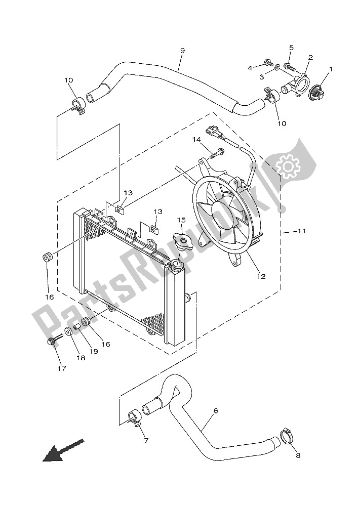 Alle onderdelen voor de Radiator Slang van de Yamaha YFM 700 Fwad Grizzly EPS SE 2016