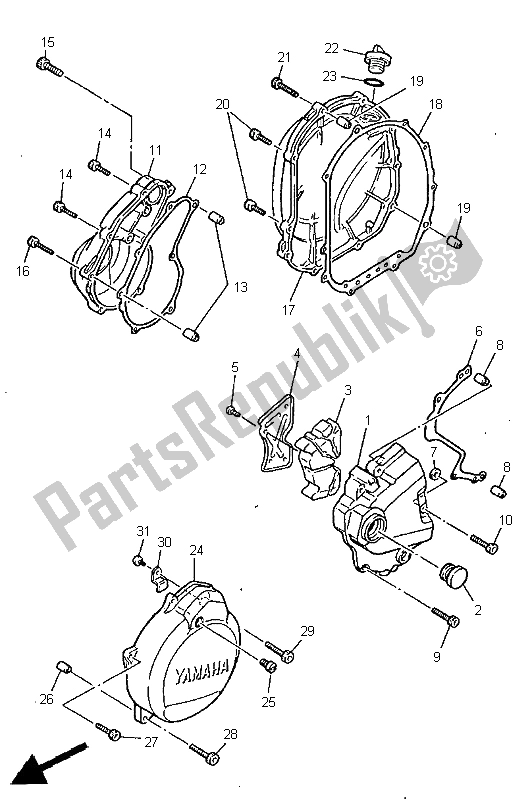 Tutte le parti per il Coperchio Del Carter 1 del Yamaha FZS 600 1998