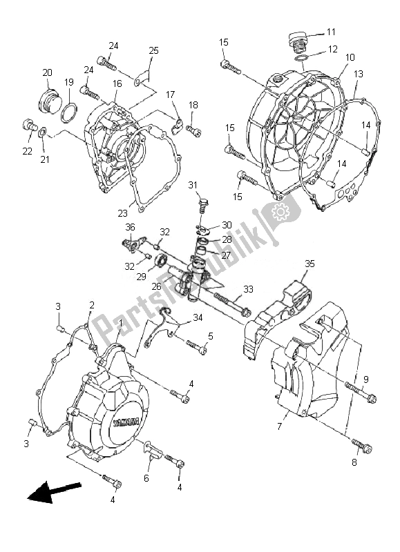 All parts for the Crankcase Cover 1 of the Yamaha XJ6F 600 2010