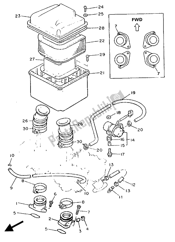 All parts for the Intake of the Yamaha XVZ 13 TD Venture Royal 1300 1989
