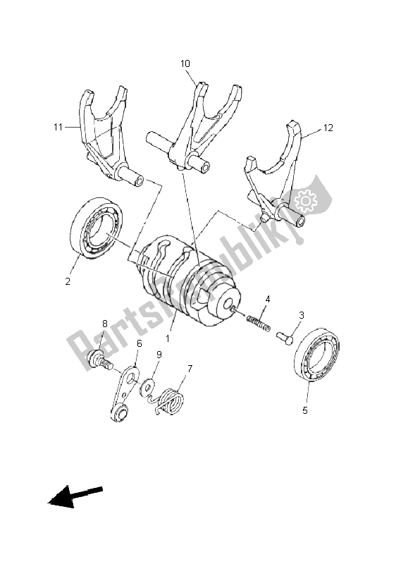 All parts for the Shift Cam & Fork of the Yamaha WR 450F 2011