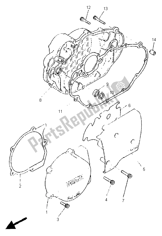 All parts for the Crankcase Cover 1 of the Yamaha SR 500 1995