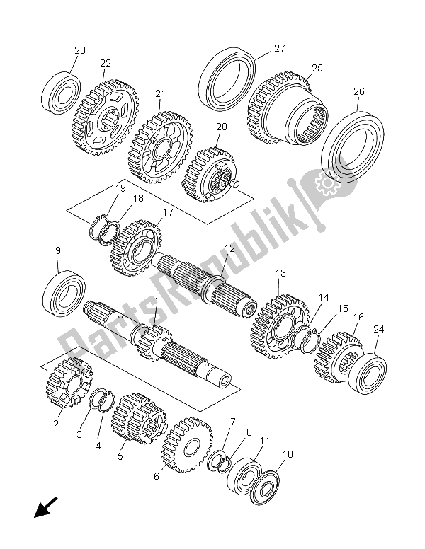 Todas las partes para Transmisión de Yamaha BT 1100 Bulldog 2005