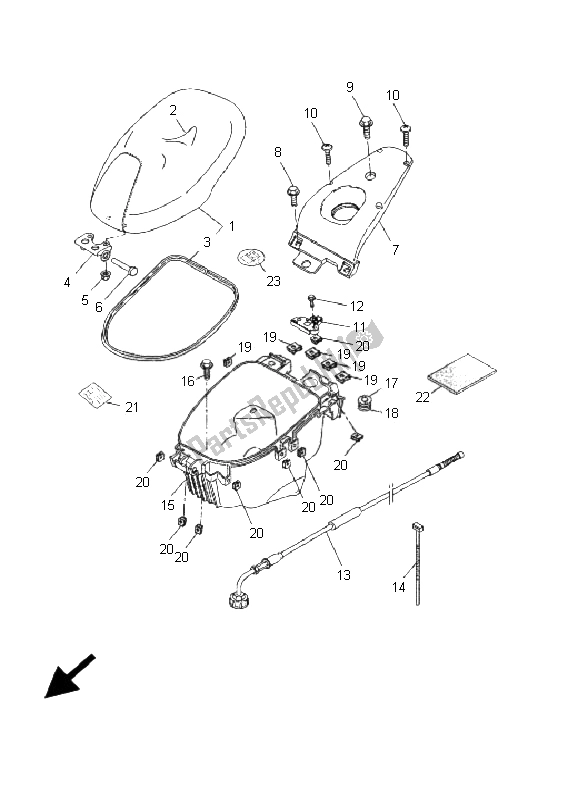 All parts for the Seat & Carrier of the Yamaha YQ 50R Aerox 2008