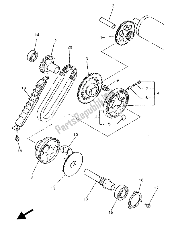 Toutes les pièces pour le Entrée du Yamaha GTS 1000 1993