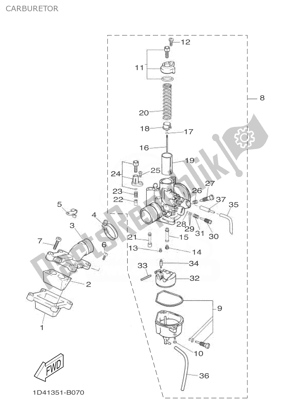 Toutes les pièces pour le Carburateur du Yamaha DT 50 2006