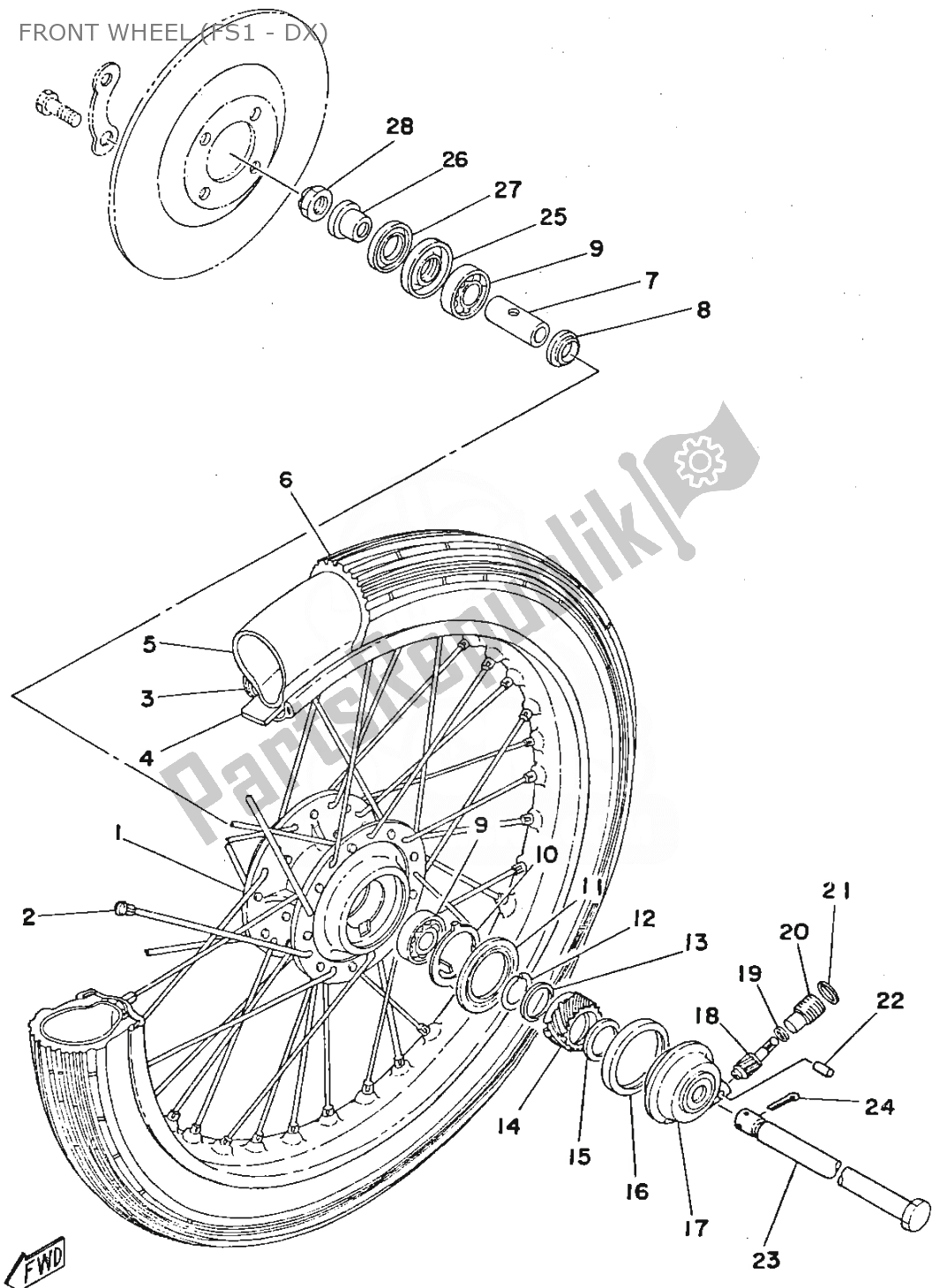 Wszystkie części do Front Wheel (fs1 - Dx) Yamaha FS1 1979