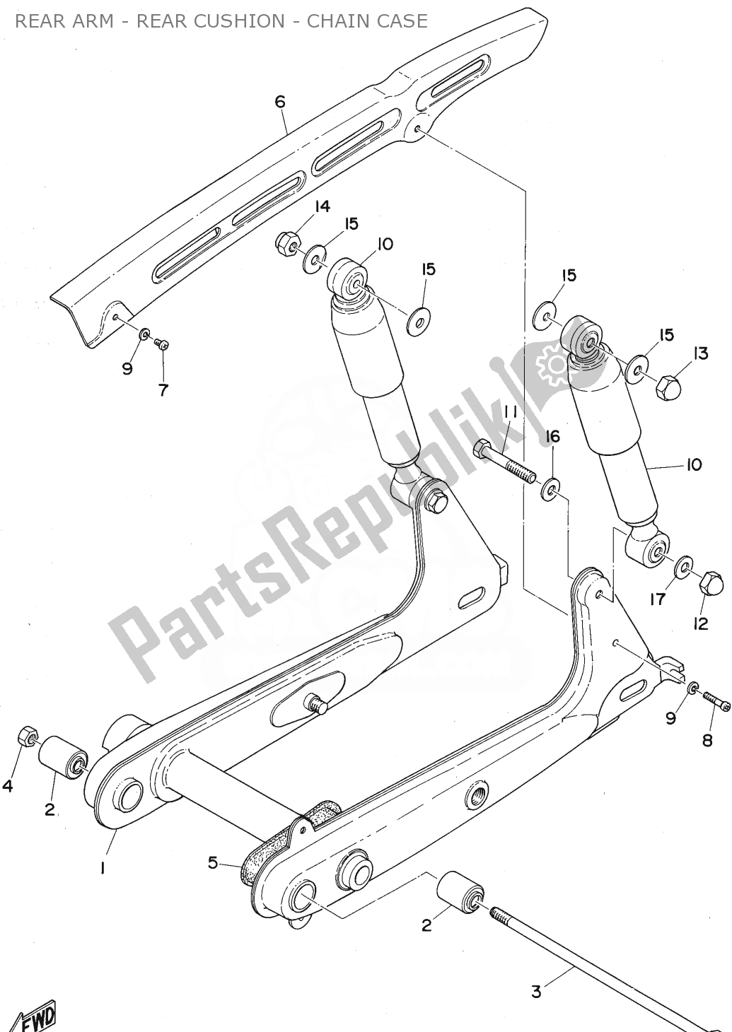 Tutte le parti per il Rear Arm - Rear Cushion - Chain Case del Yamaha FS1 1974