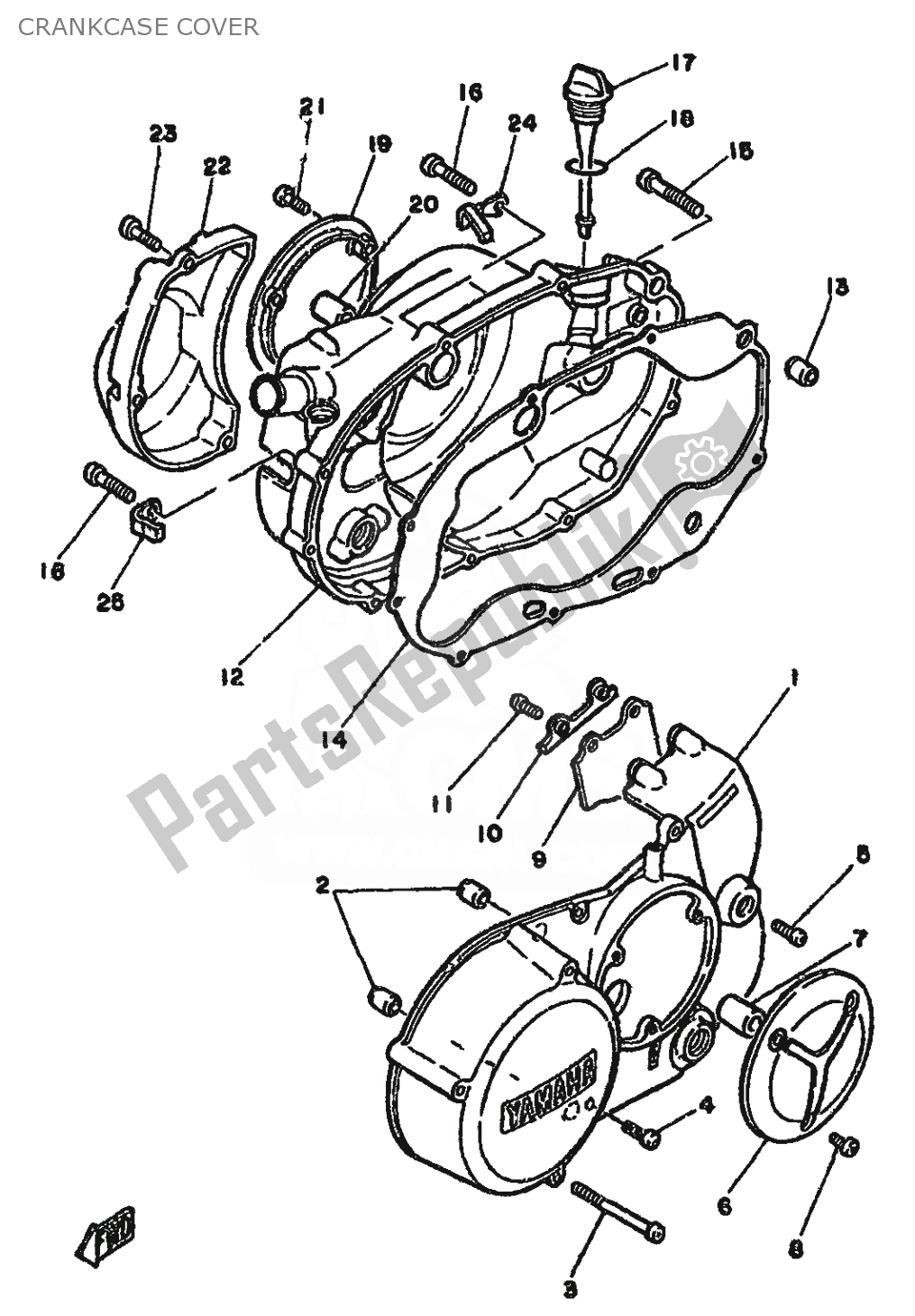 Todas as partes de Tampa Do Cárter do Yamaha RD 250 1981