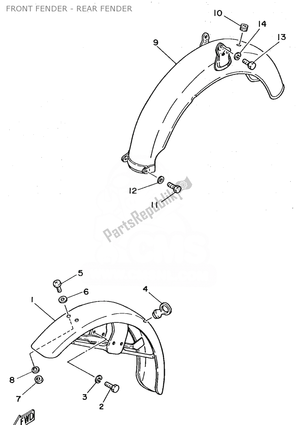 Toutes les pièces pour le Front Fender - Rear Fender du Yamaha FS1 1980