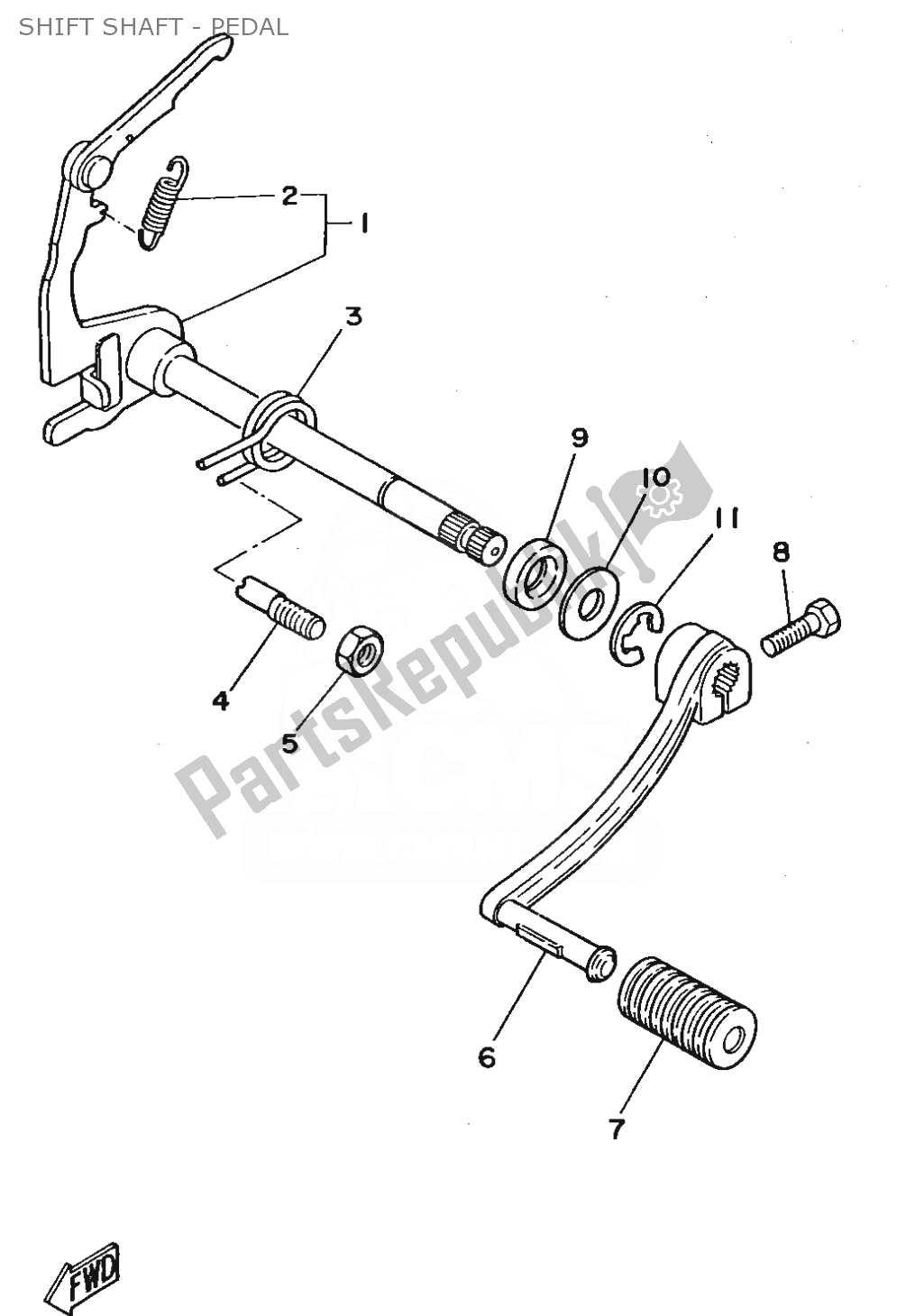 Alle onderdelen voor de Shift Shaft - Pedal van de Yamaha FS1 1980