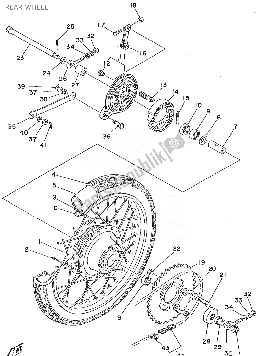 Toutes les pièces pour le Roue Arrière du Yamaha FS1 1979