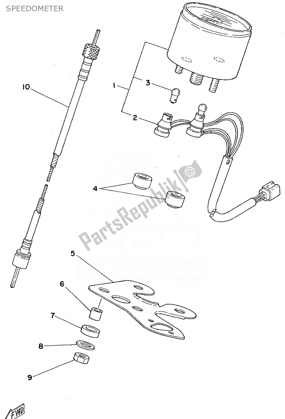 Todas las partes para Velocímetro de Yamaha FS1 1979