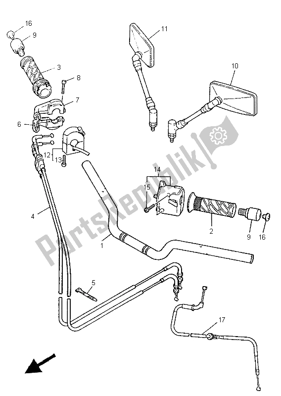 All parts for the Steering Handle & Cable of the Yamaha XJR 1200 1997
