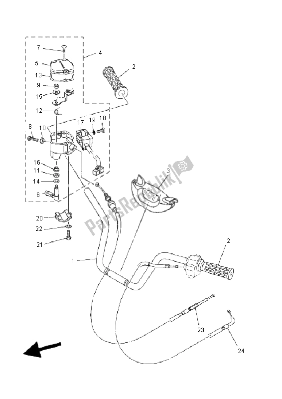Todas las partes para Manija De Dirección Y Cable de Yamaha YFM 660 FA Grizzly 2005