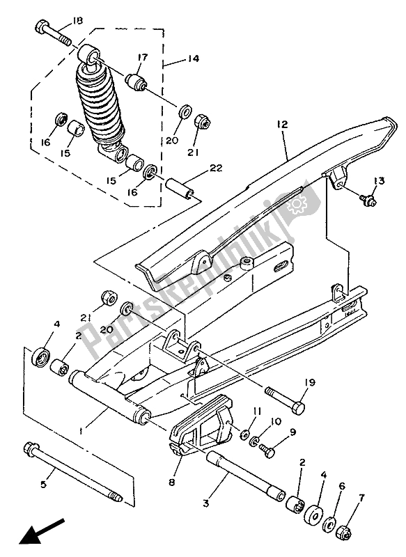 Toutes les pièces pour le Bras Arrière Et Suspension du Yamaha TZR 125 1990