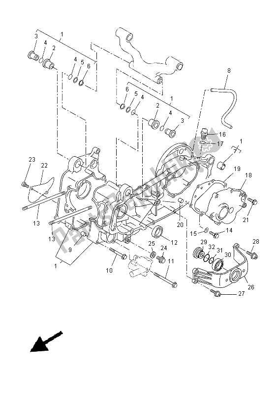 All parts for the Crankcase of the Yamaha VP 250 2015