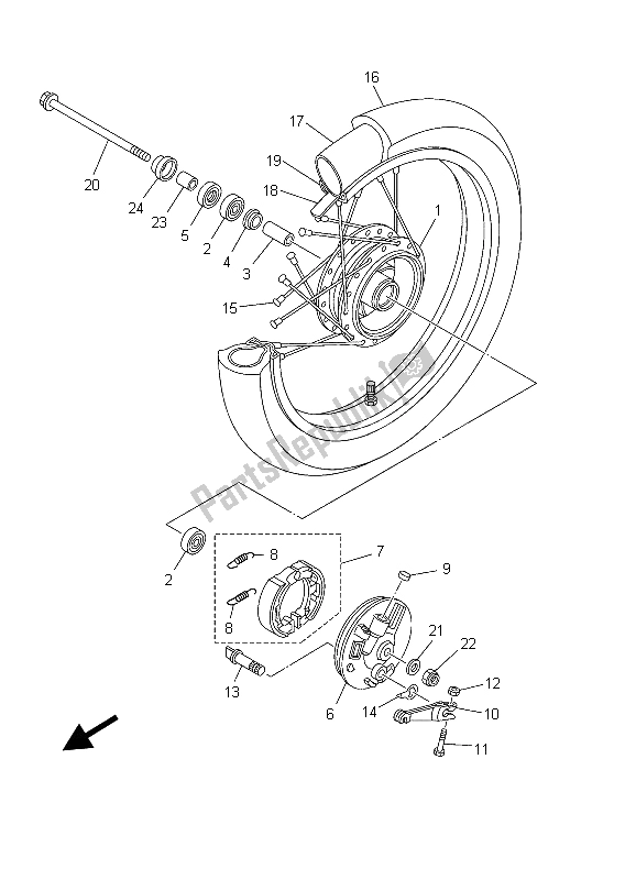 All parts for the Front Wheel (sw) of the Yamaha TT R 125E SW LW 2003