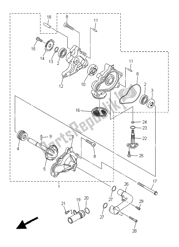 Tutte le parti per il Pompa Dell'acqua del Yamaha XVS 1300 CU 2014