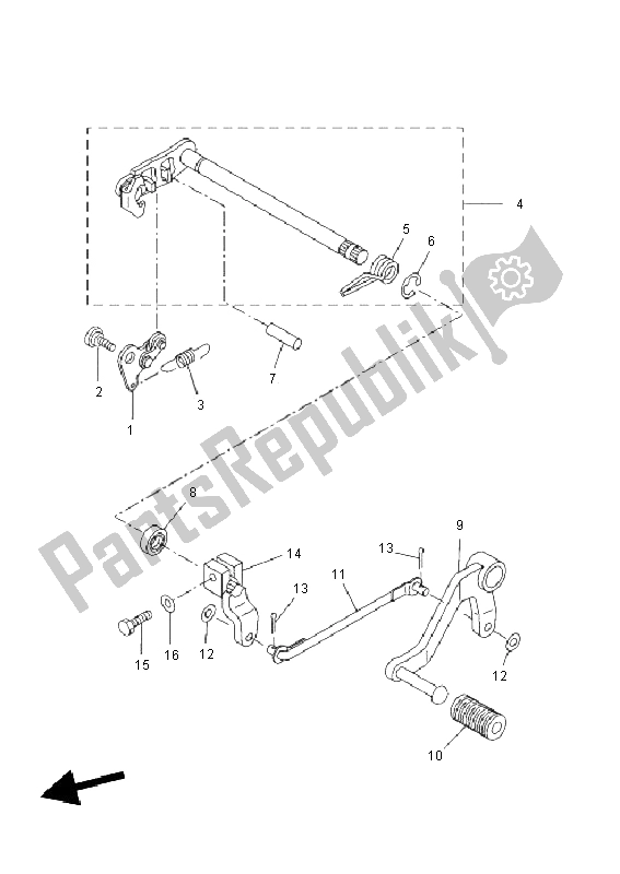 All parts for the Shift Shaft of the Yamaha YZF R 125 2011