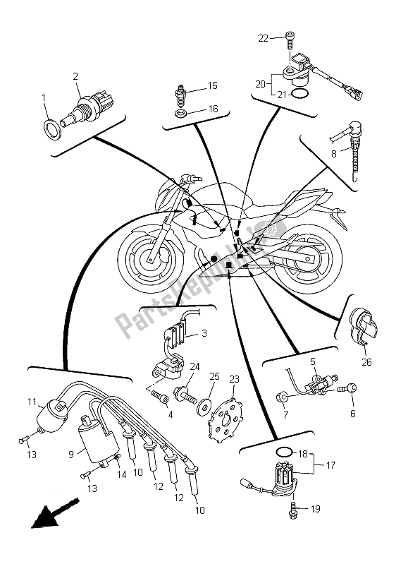 All parts for the Electrical 1 of the Yamaha XJ 6N 600 2014