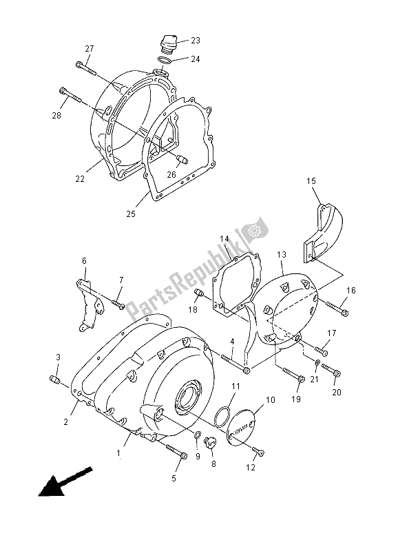 Toutes les pièces pour le Couvercle De Carter 1 du Yamaha XVZ 13 TF Royal Star Venture 1300 2000