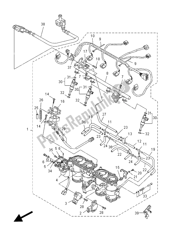 All parts for the Intake 2 of the Yamaha FZ1 S 1000 2012